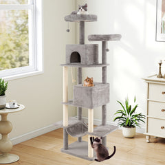 81 Inch Cat Tree with a Skylight Condo, a Porch Condo and Two Padded Perches
