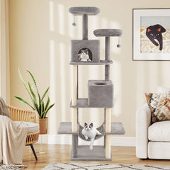 81 Inch Cat Tree with a Skylight Condo, a Porch Condo and Two Padded Perches