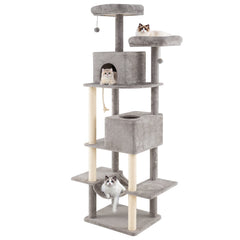 81 Inch Cat Tree with a Skylight Condo, a Porch Condo and Two Padded Perches