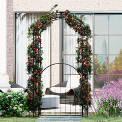 84 Inch Tall Garden Arch Metal Arbor Archway with Gate