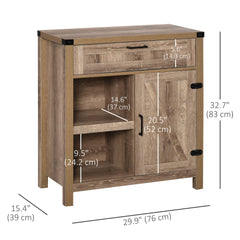 Rustic Barn Door Storage Cabinet Modern Farmhouse Buffet Sideboard for Kitchen & Dining Room Dark Oak