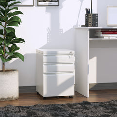 3 Drawer Filing Cabinet, Lockable Office Storage Cabinet on Wheels for Legal, Letter, A4 Files, Black