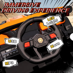 12V Kids Ride On Car with Remote Control, Battery Powered Electric UTV with Spring Suspension for Aged 3-5 Years, Orange