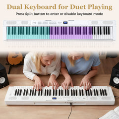 88-Key Electric Piano Keyboard with Adjustable Stand and, Portable Bag-White