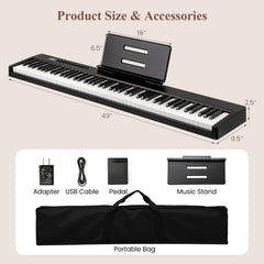 88 Keys Velocity-Sensitive Piano Keyboard with French DREAM Audio Source-Black