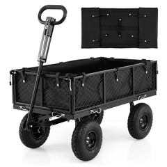 880 lbs Utility Wagon Flatbed with Removable Oxford Cloth Liner-Black