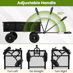 880 lbs Utility Wagon Flatbed with Removable Oxford Cloth Liner-Black