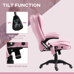 6 Point Vibrating Massage Home Office Chair High Back Executive Chair with Reclining Back, Swivel Wheels, Pink