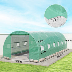 26' x 10' x 6.6' Large Walk in Tunnel Greenhouse Garden Plant Seed Green House Premium Steel Frame