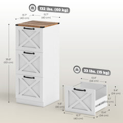 2 Drawer File Cabinet with Silent Slides, Vertical Farmhouse Filing Cabinet Fits Letter/A4 Size Home Office, Black