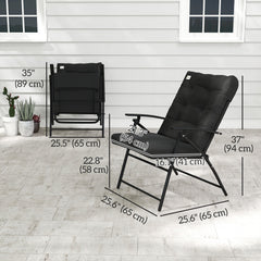 Set of 2 Outdoor Folding Chairs with Adjustable Backrest, Padded Camping Chairs for Outdoor Events, Grey
