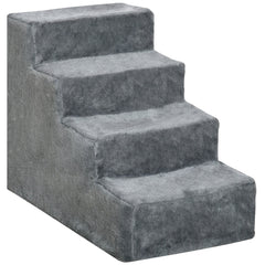 4-Step Dog Ramp for Sofa, Bed, and Couch, with Removable Cover, Light Grey