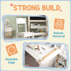3 in 1 Kids Table and Chair Set with Foldable Easel, Storage Shelves, Roll Paper, White