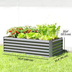 6' x 3' x 2' Raised Garden Bed, Galvanized Planter Box for Growing Flowers, Herbs and Vegetables, Brown