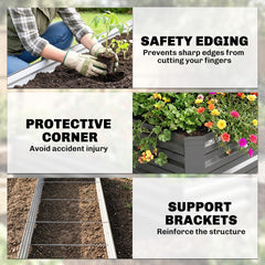 8'x2'x1' Galvanized Raised Bed, Large Elevated Planter Box for Growing Flowers, Herbs and Vegetables, Dark Grey