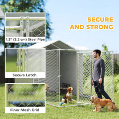 Galvanized Steel Dog Kennel Outdoor with Waterproof & UV-Resistant Cover for Large Dogs, 13.1' x 7.5' x 7.5'