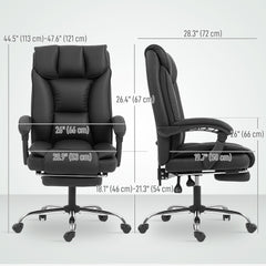 Executive Office Chair, Pet-Friendly Leather Ergonomic Desk Chair with Footrest, Swivel Recliner, Beige