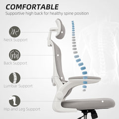 Ergonomic Mesh Office Chair, High Back Desk Chair with Rotatable Headrest, Flip-Up Armrests, Lumbar Support, Black