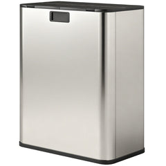 Dual Trash Can with Soft-Close Lid, Garbage Can with Removable Inner Bucket for Kitchen 2 x 7.4 Gal (2 x 28 L), Silver