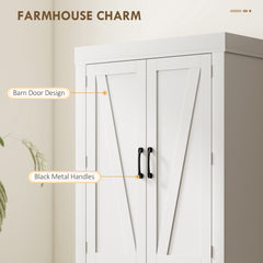 72" Kitchen Pantry Cabinet, Farmhouse Kitchen Storage Cabinet with 4 Barn Doors, 6 Door Shelves, Drawer, Black