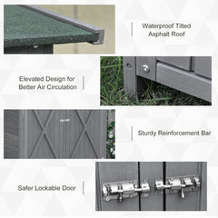 Garden Storage Shed Asphalt Roof Wooden Timber Double Door Utility Storage House with Shelf, Green and Grey