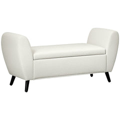 Upholstered Storage Bench with Arms, Modern Ottoman Bench for Bedroom, Entryway, and Living Room, Black