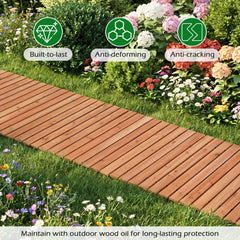 8 FT Wooden Garden Pathway with Non-Slip Surface for Patio-Natural