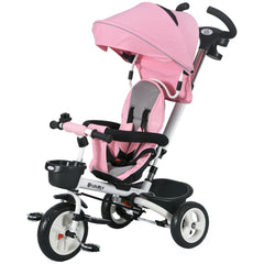 6 in 1 Toddler Tricycle with Parent Push Handle, Canopy, Storage Baskets, Cupholder, Dark Blue
