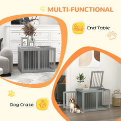 31.5" Dog Crate Furniture with Double Doors, for Medium Dogs, Grey