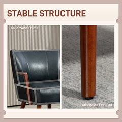 Accent Chair, Modern Armchair, Faux Leather Upholstered Living Room Chair with Wood Legs and Wide Padded Seat, Black