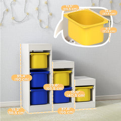 3 Layers Toy Storage Organizer Kids Bookshelf Children Toy Storage w/ 6 Plastic Bins, Green