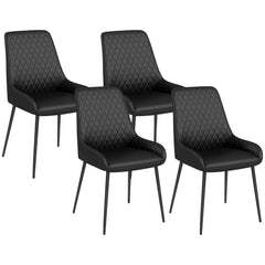 Upholstered Kitchen Chairs, Modern Dining Chairs Set of 2 with Diamond Tufting and Steel Legs for Dining Room, Black