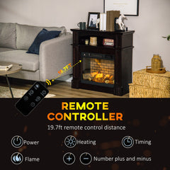Electric Fireplace with Mantel, Freestanding Heater Corner Firebox with Remote Control, 700W/1400W, Brown