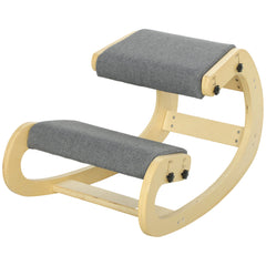 Ergonomic Kneeling Chair, Adjustable Rocking Wood Kneeling Stool, Desk Chair, Improve Posture, Cream White