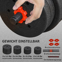 44lbs 2-in-1 Adjustable Dumbbells Weight Set, Dumbbell Hand Weights Barbell for Body Fitness, Lifting Training for Home, Office, Gym, Black and Red