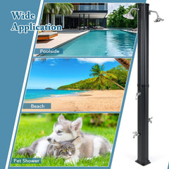 9.3 Gallon Solar Heated Outdoor Shower with Dual Shower Heads-Black