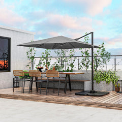 9.5 Feet Square Patio Cantilever Umbrella with 360° Rotation-Gray