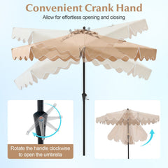 9 Feet Patio Umbrella with Crank Handle and Push Button Tilt-Beige