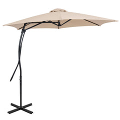 9 FT Cantilever Umbrella with Cross Base Included with Smooth Handle amd Heavy Duty Frame-Beige