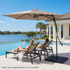 9 FT Cantilever Umbrella with Cross Base Included with Smooth Handle amd Heavy Duty Frame-Brown