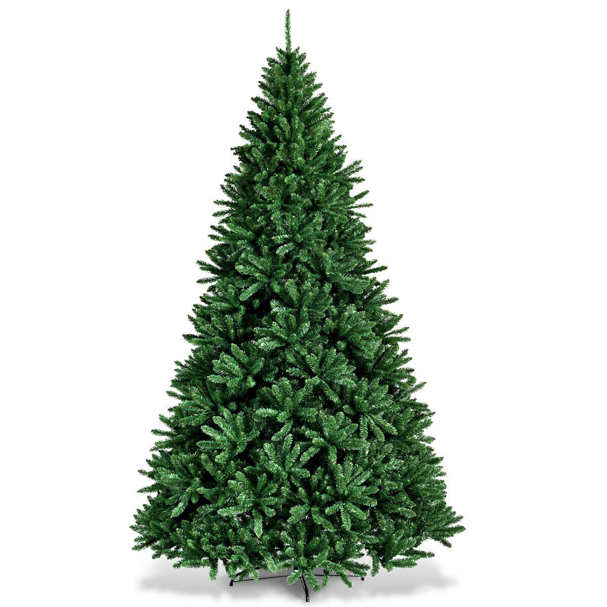 9 FT Artificial Christmas Tree, Unlit Hinged Xmas Tree with 3594 Branch Tips and Metal Stand