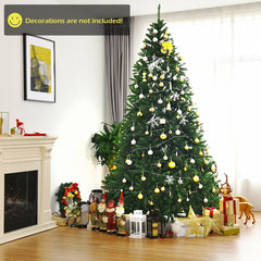 9 FT Artificial Christmas Tree, Unlit Hinged Xmas Tree with 3594 Branch Tips and Metal Stand