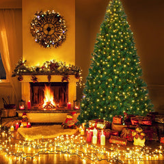 9 FT Pre-Lit Artificial Christmas Tree with 2028 PVC Tips and 700 Warm White LED Lights