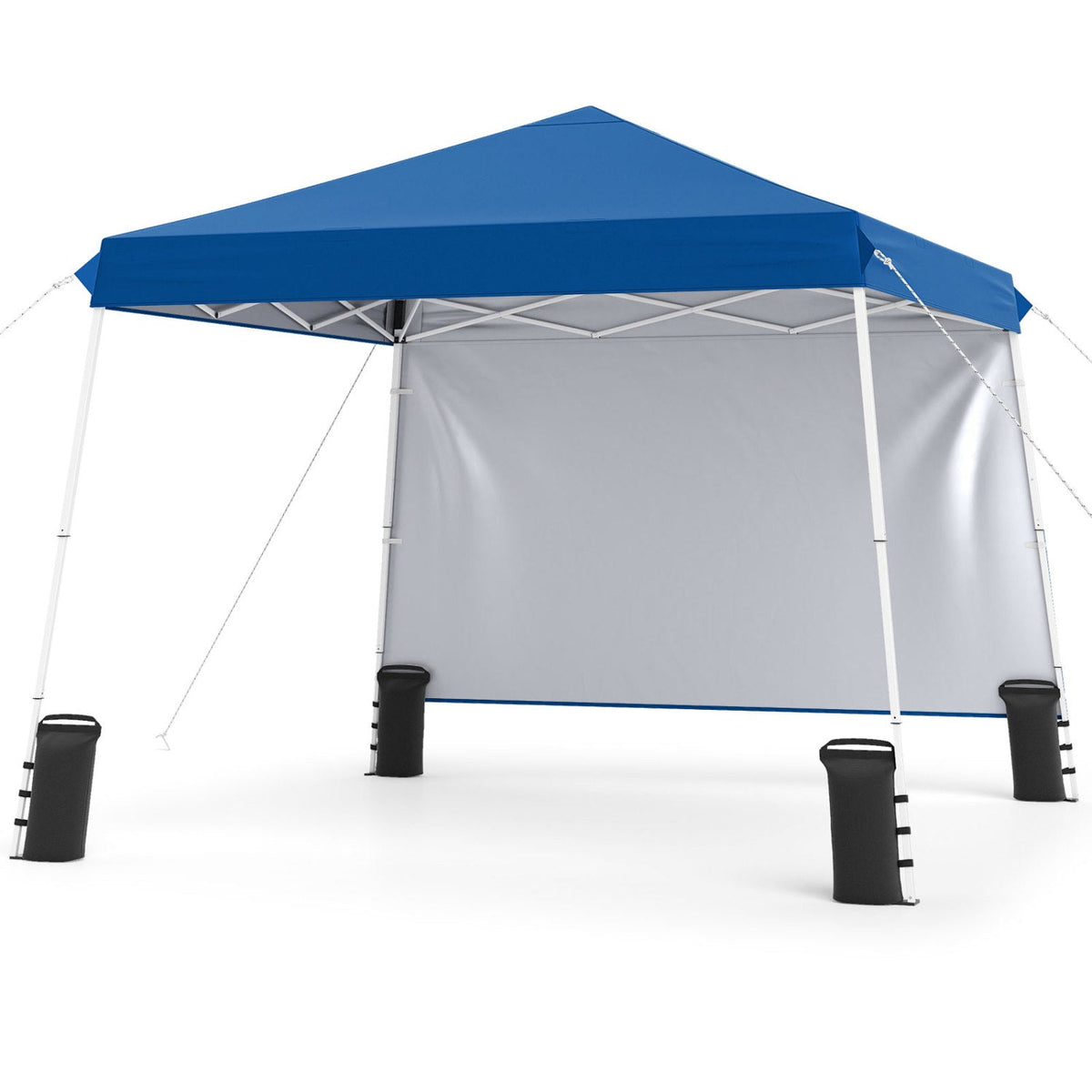 9 ft x 9 ft Pop Up Canopy Tent with 8 Ground Stakes 4 Wind Ropes and Carry Bag, for Outdoor Party-Blue