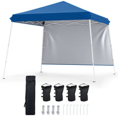 9 ft x 9 ft Pop Up Canopy Tent with 8 Ground Stakes 4 Wind Ropes and Carry Bag, for Outdoor Party-Blue
