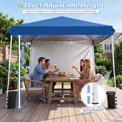 9 ft x 9 ft Pop Up Canopy Tent with 8 Ground Stakes 4 Wind Ropes and Carry Bag, for Outdoor Party-Blue