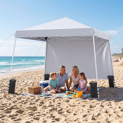 9 ft x 9 ft Pop Up Canopy Tent with 8 Ground Stakes 4 Wind Ropes and Carry Bag, for Outdoor Party-White