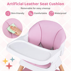 9-in-1 Convertible High Chair with Solid Wood Legs for Babies and Toddlers-Pink