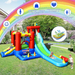 9-in-1 Inflatable Water Park with Ball Pit Pool, Ring Game and 860W Blower
