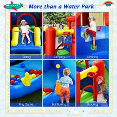 9-in-1 Inflatable Water Park with Ball Pit Pool, Ring Game and 860W Blower